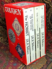 The Hobbit and The Lord of the Rings, Four Paperback Book Boxset from 1974, Unread, Uncreased Spines, Very Near Fine Condition, Red Slipcase